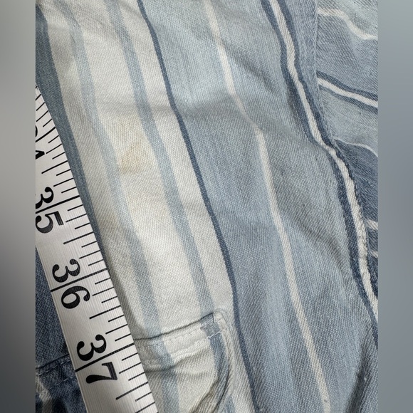 Vintage Campus 90s Striped 100% Cotton Blue White Striped Button Down Shirt XL - Picture 6 of 14